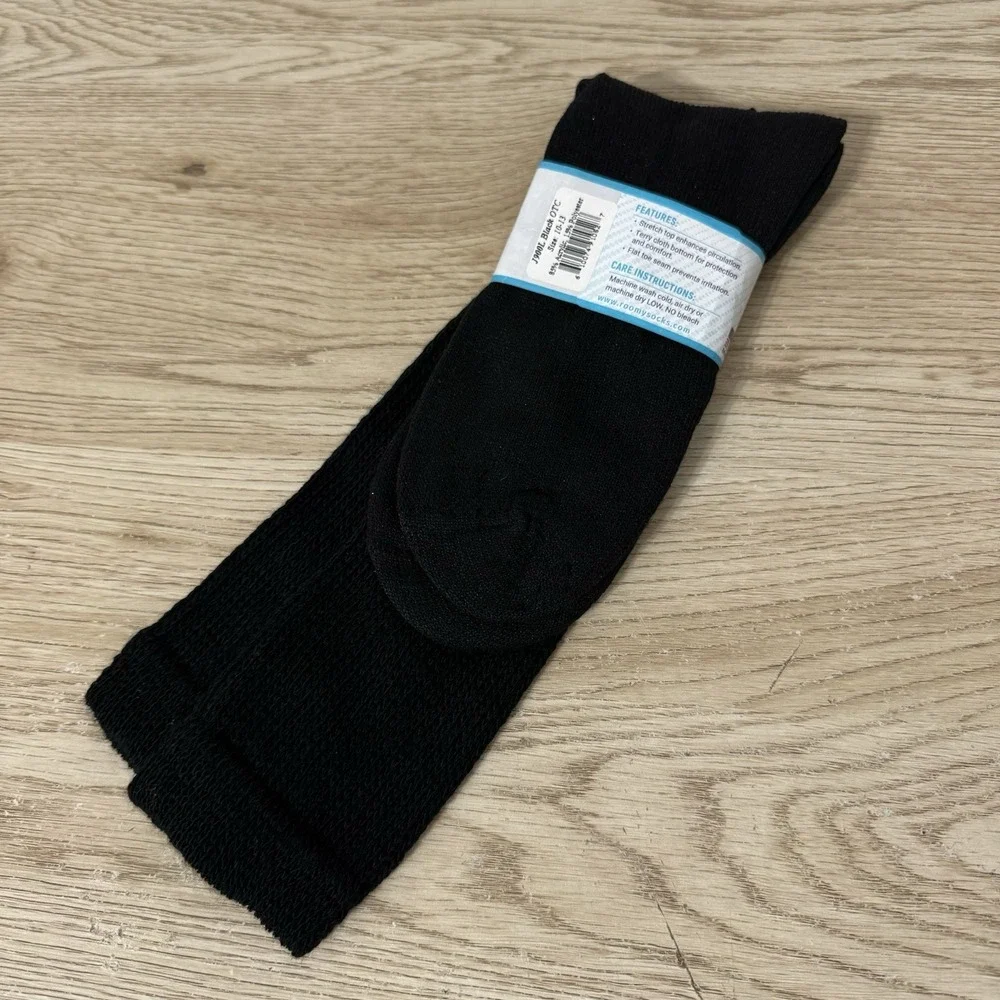 Roomy Socks Black Diabetic Socks‎ J900L OTC Mens Size 10-13 Acrylic & Polyester